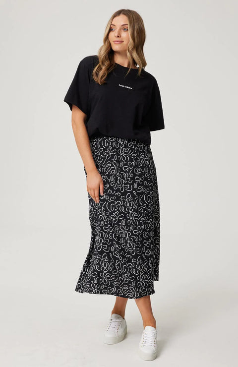 CARTEL AND WILLOW Ava Skirt Black Stencil