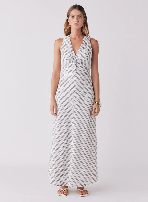 ESMAEE Nautical Stripe Dress Indigo White Stripe