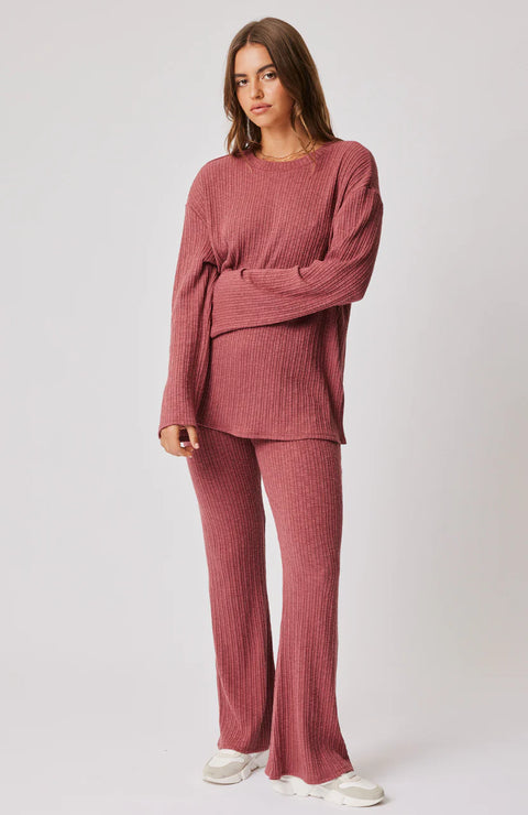 CARTEL AND WILLOW Demi Knit Pant Berry Knit