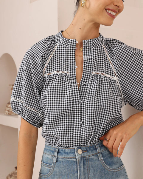 IRIS MAXI Top Check Black Check