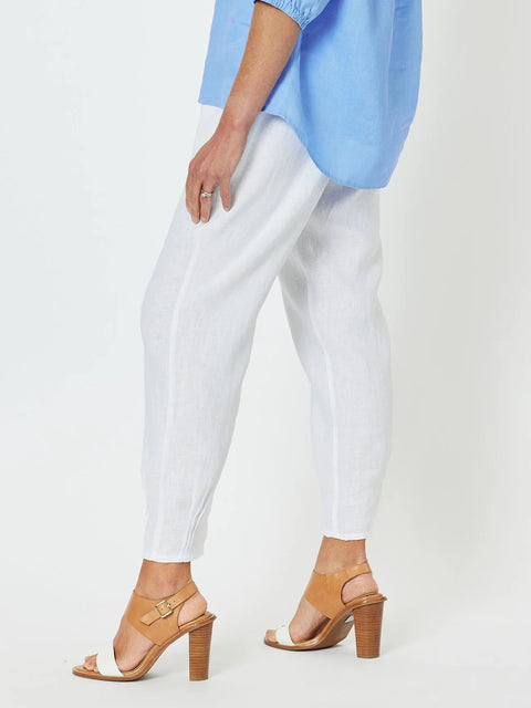 GORDON SMITH Ribbed Waist Linen Pant White