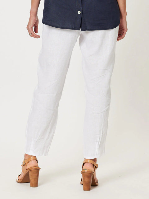 GORDON SMITH Ribbed Waist Linen Pant White