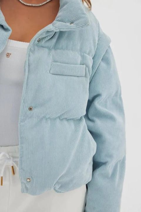 TOAST SOCIETY Corduroy Puffer Vest - Baby Blue