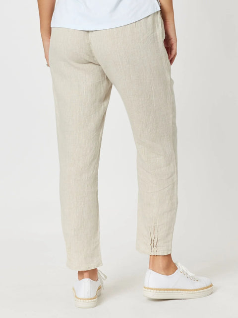 GORDON SMITH Ribbed Waist Linen Pant Natural