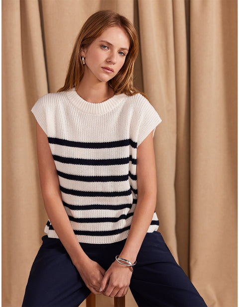 STAPLE THE LABEL Sundown Stripe Knit Cream/Navy