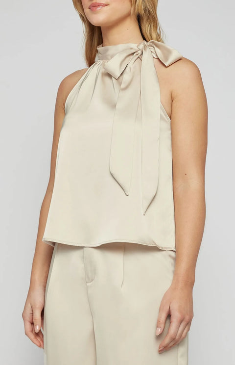 STYLE STATE Satin Sleeveless Top Pearl