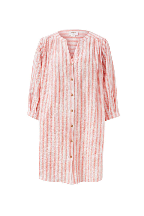 CERES LIFE Crinkle Mini Dress Whisper Pink Washed Red Stripe