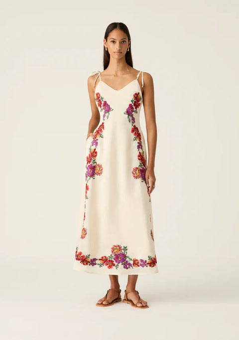 MOS THE LABEL Frida Embroidery Maxi Dress