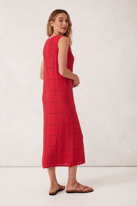 CERES LIFE Square Knit Midi Tank Dress Red