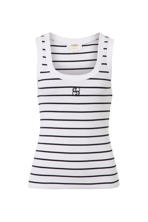 CERES LIFE Contour Rib Scoop Tank Stripe