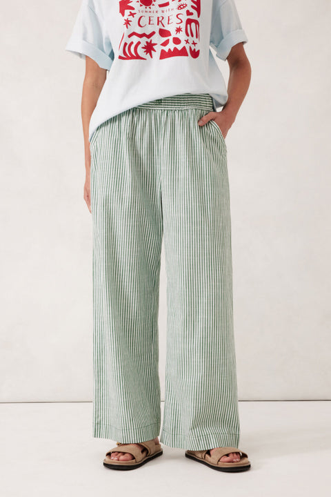 CERES LIFE Lounge Pant Winter Green Bright White Stripe