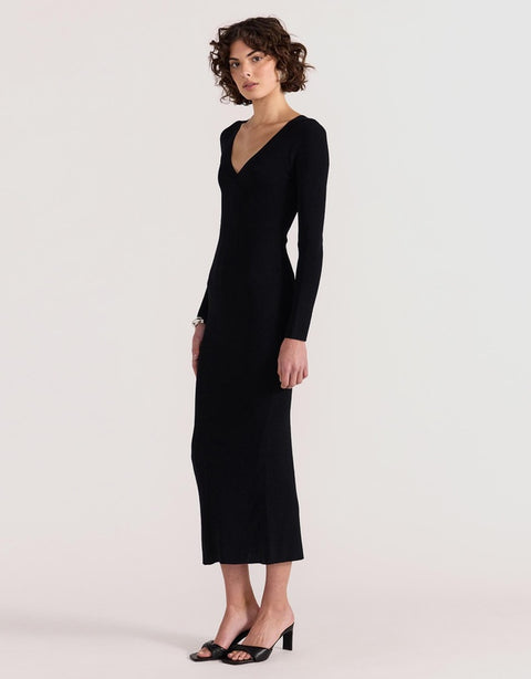 STAPLE THE LABEL Marcel Knit Midi Dress Black