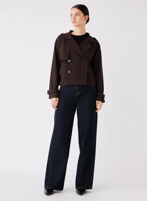 ESMAEE Avenue Cropped Trench Chocolate