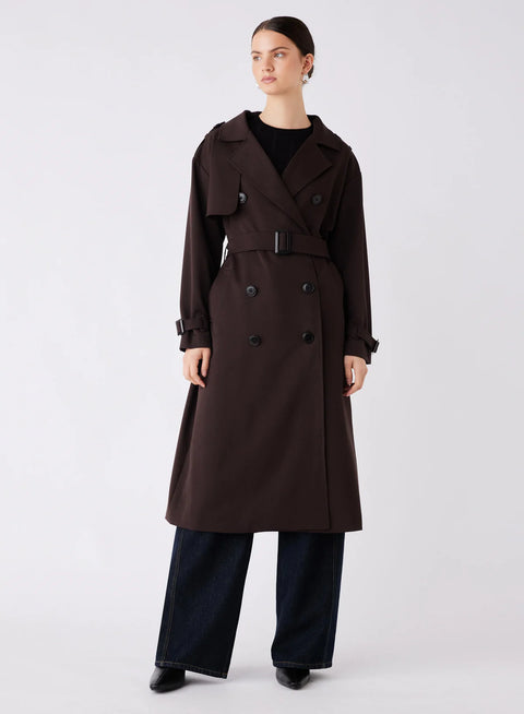 ESMAEE Avenue Trench Coat Chocolate
