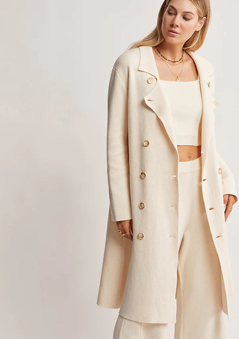 MOS The Label Tranquility Knit Coat Ivory  MOS THE LABEL  Klou Boutique