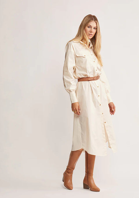 MOS THE LABEL Wanderer Midi Dress Ivory  MOS THE LABEL  Klou Boutique