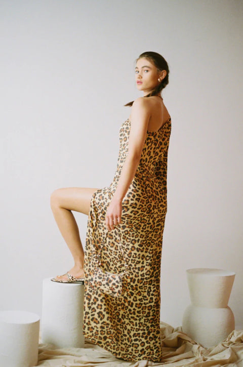The Wolf Gang - Pacifica One Shoulder Maxi Dress, leopard  THE WOLF GANG  Klou Boutique