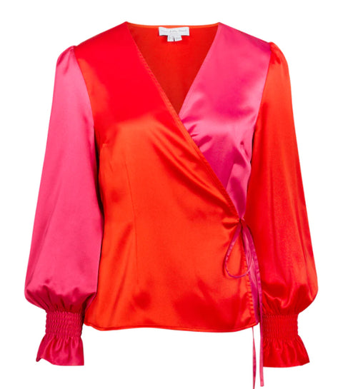 Buy Nelly Chiffon Wrap Blouse - Red