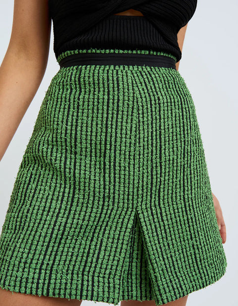 BY JOHNNY Tiffany Mini Skirt Green Tweed  BY JOHNNY  Klou Boutique