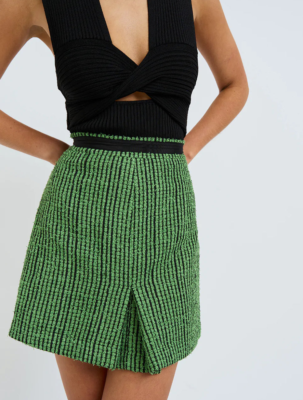 Green tweed mini skirt best sale