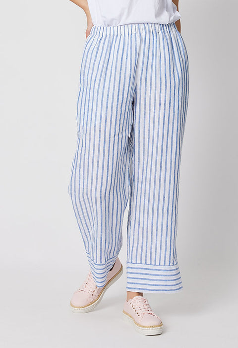 GORDON SMITH Multi Stripe Linen Pant Indigo  GORDON SMITH  Klou Boutique